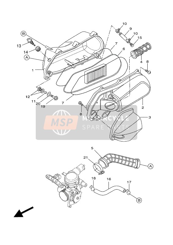 Yamaha YP250R 2016 Inlaat 2 voor een 2016 Yamaha YP250R